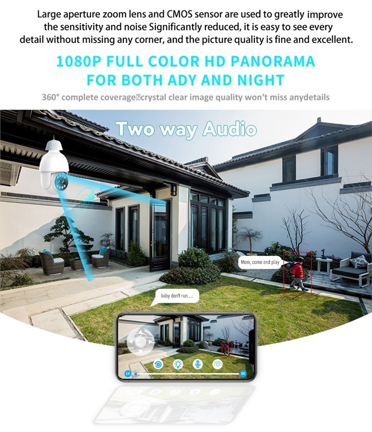 Dual-Lens WiFi PTZ Buld Camera
